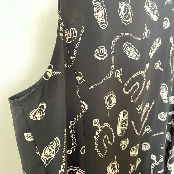 Leslie Fay Sportswear Button Vest Size Large Black Background with Cream Images - Picture 8 of 10